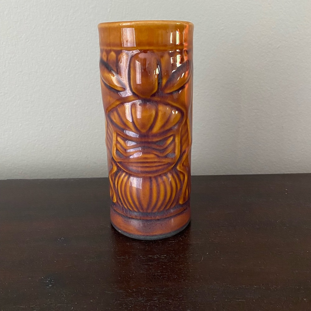 Vintage Libbey Tiki Mug Tropical Ceramic Brown Glaze
